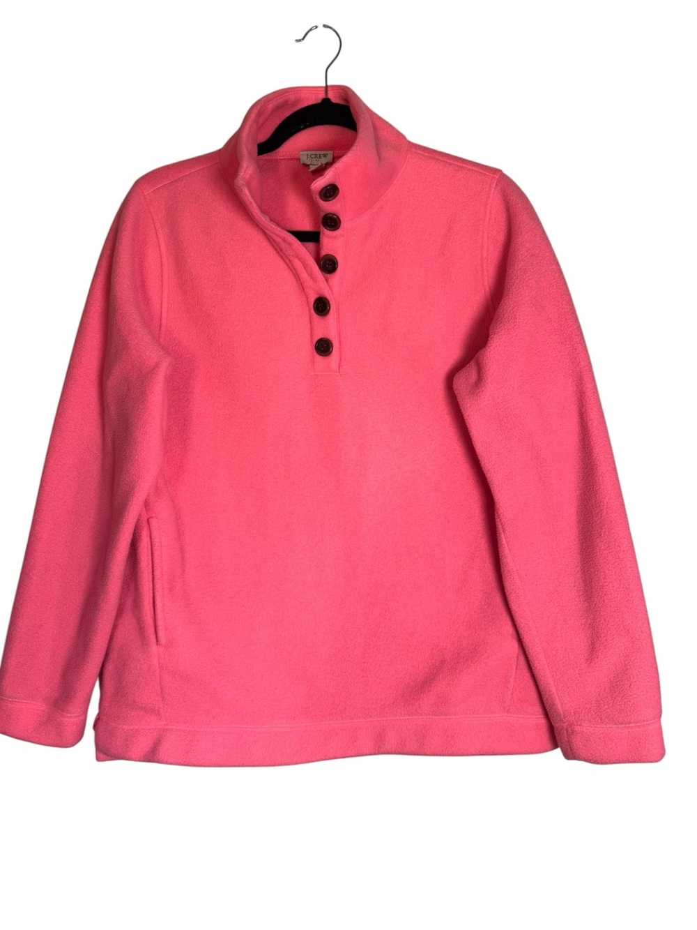 J. Crew Pink Button-Front Fleece Small Pullover